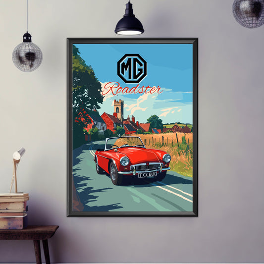 MG Roadster Poster, MG Roadster Print, Car Art, British Car Print, 1970s Car Print, Classic Car Print, Car Print, Car Poster