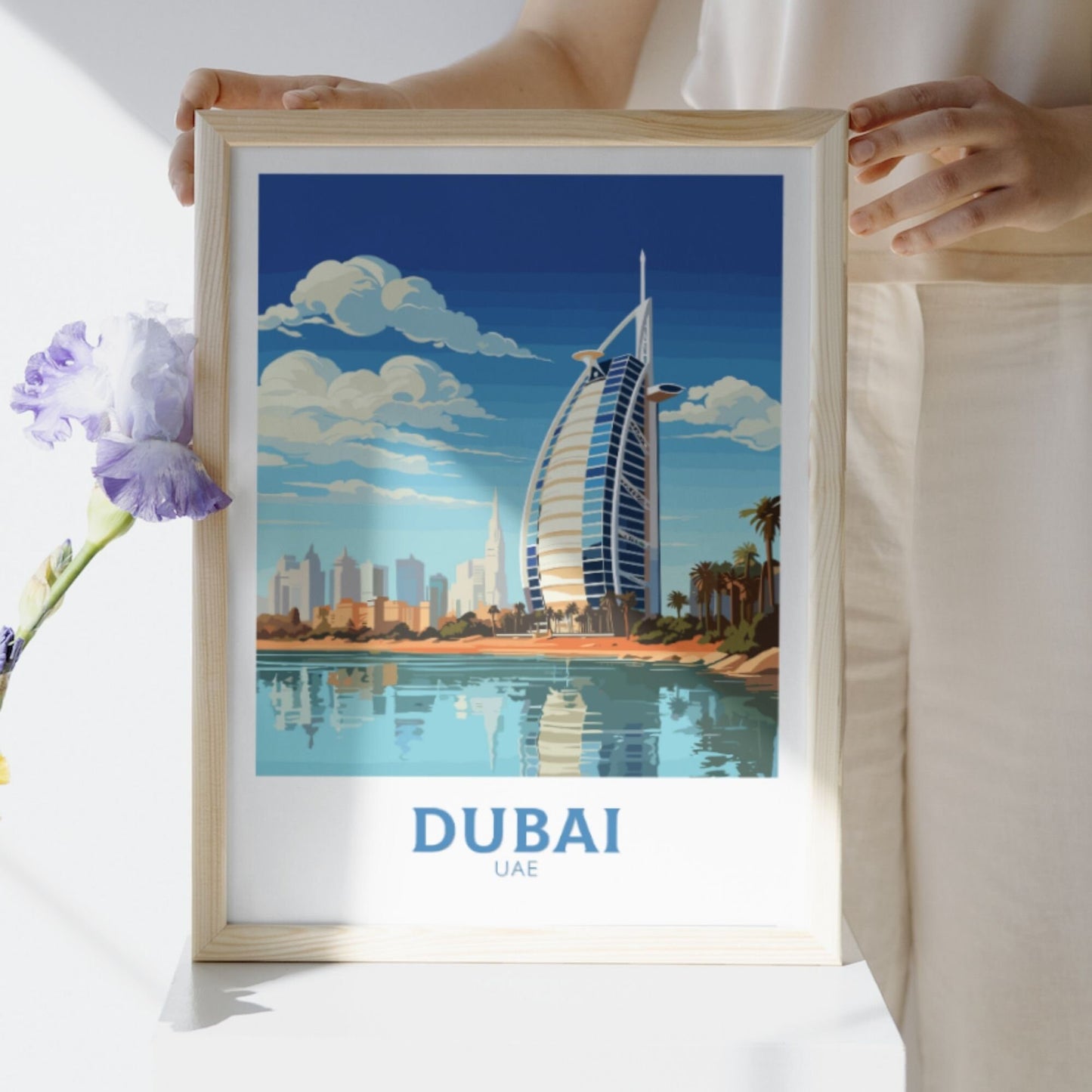 Dubai Poster | Dubai Print | Dubai Illustration | Dubai Wall Art | Dubai UAE | Dubai Home Decor | Burj al Arab Hotel Print | ID 158