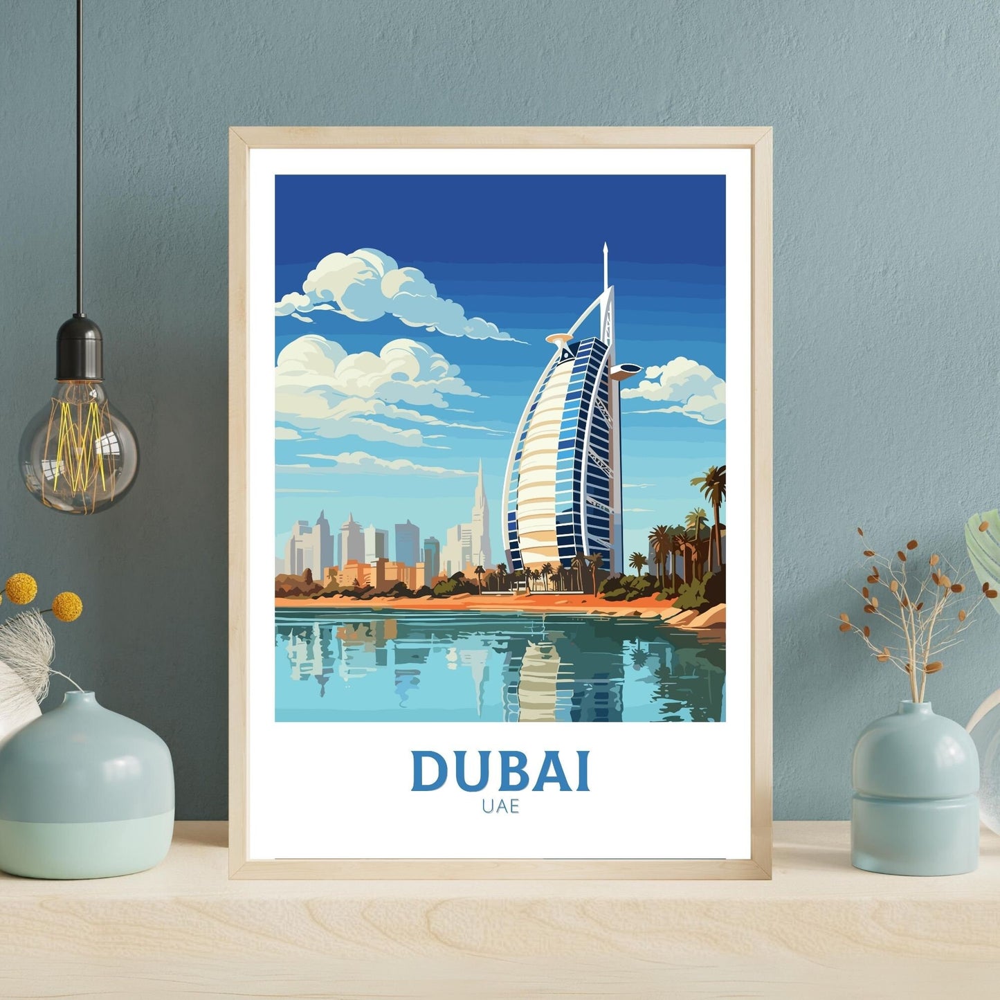 Dubai Poster | Dubai Print | Dubai Illustration | Dubai Wall Art | Dubai UAE | Dubai Home Decor | Burj al Arab Hotel Print | ID 158