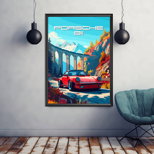 Porsche 911 Print, Porsche 911 Poster, 1980s Car Poster, Car Print, Car Poster, Car Art, Classic Car Poster, Vintage Car Poster