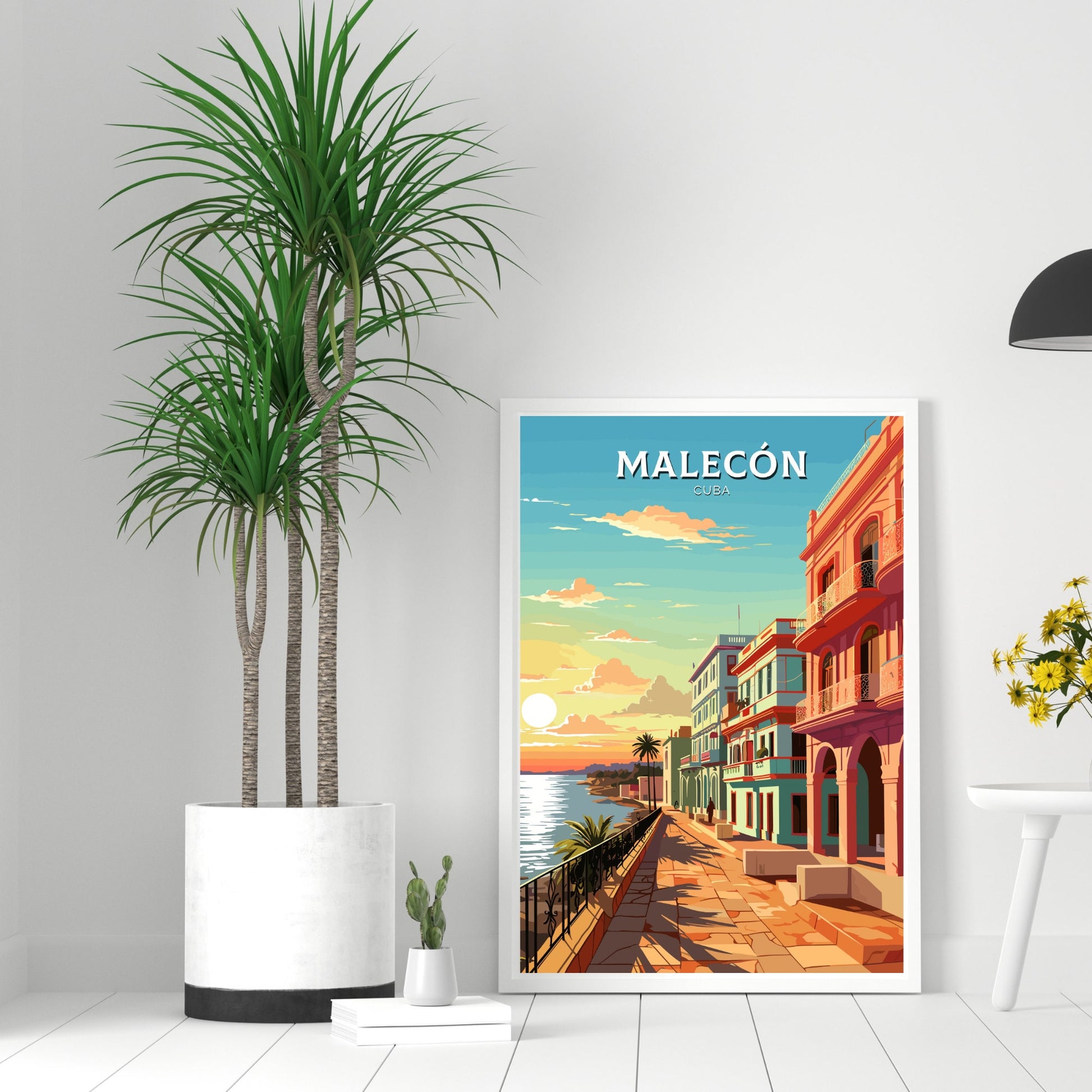 Malecón Cuba Travel Poster | Malecón Print | Havana Design | Havana Wall Art | Malecón Illustration | Malecón Poster | Cuba Art | ID 945