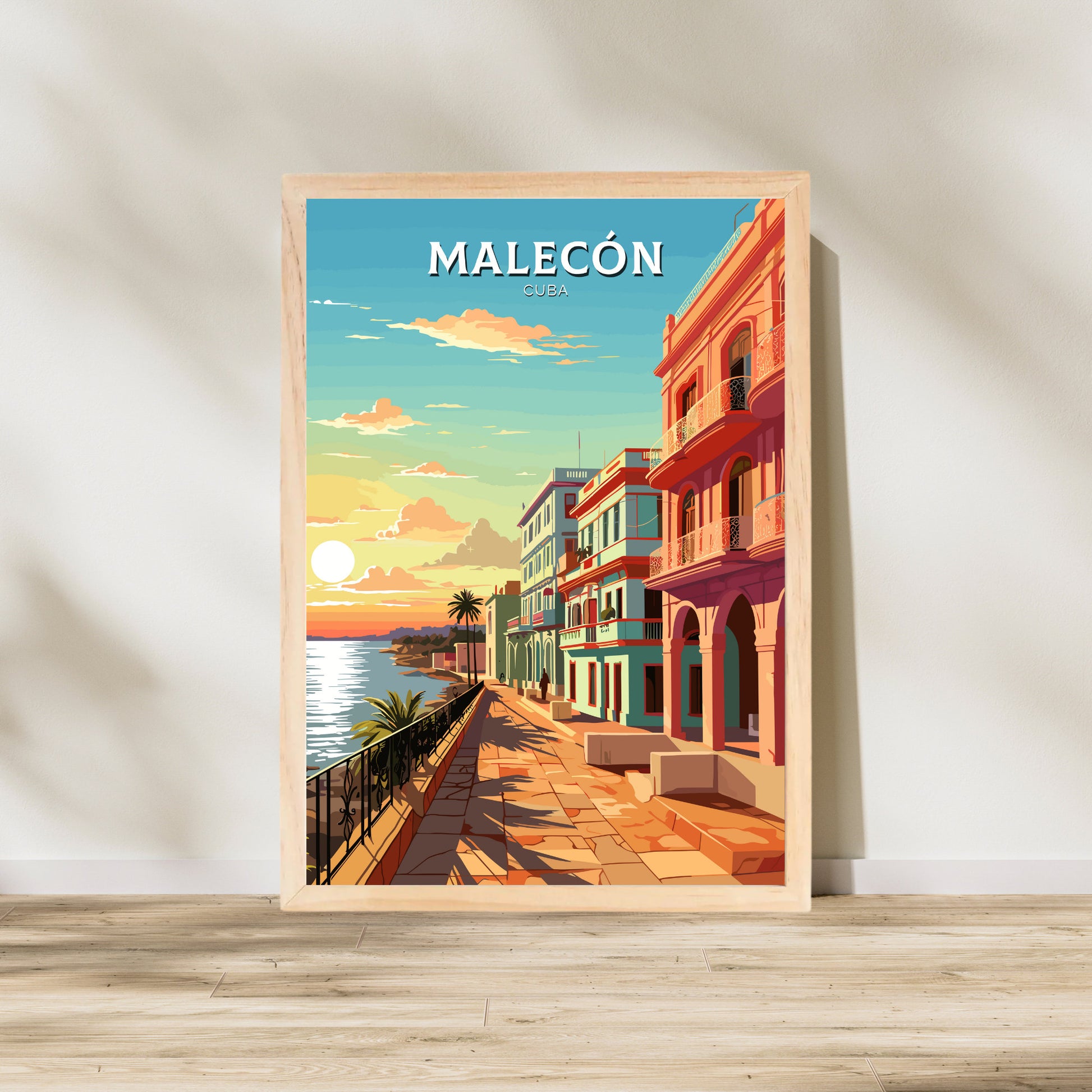 Malecón Cuba Travel Poster | Malecón Print | Havana Design | Havana Wall Art | Malecón Illustration | Malecón Poster | Cuba Art | ID 945