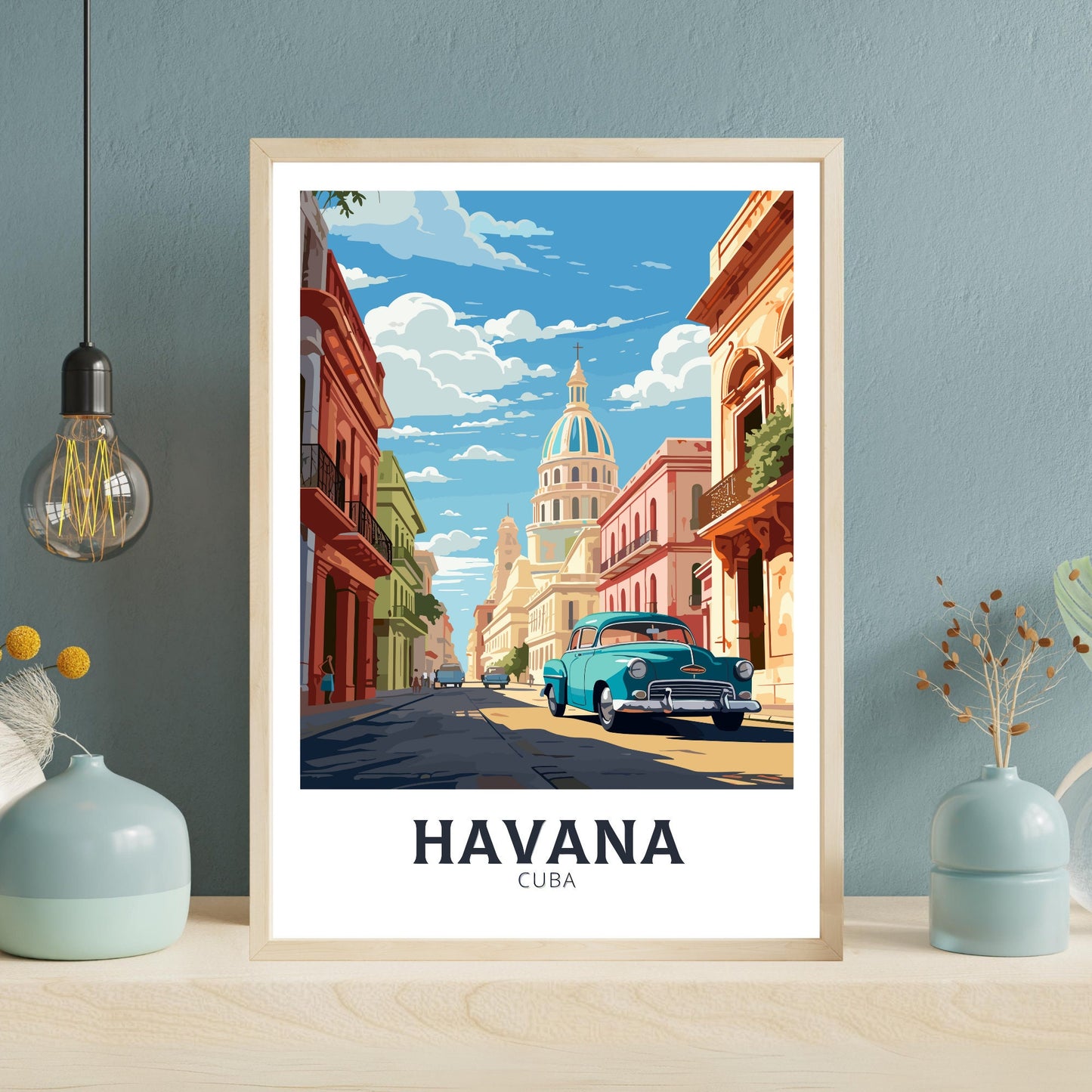 Havana Cuba Art Print | Havana Travel Poster | El Capitolio | Havana Wall Art | Havana Illustration | Havana Print | Cuba Print | ID 946