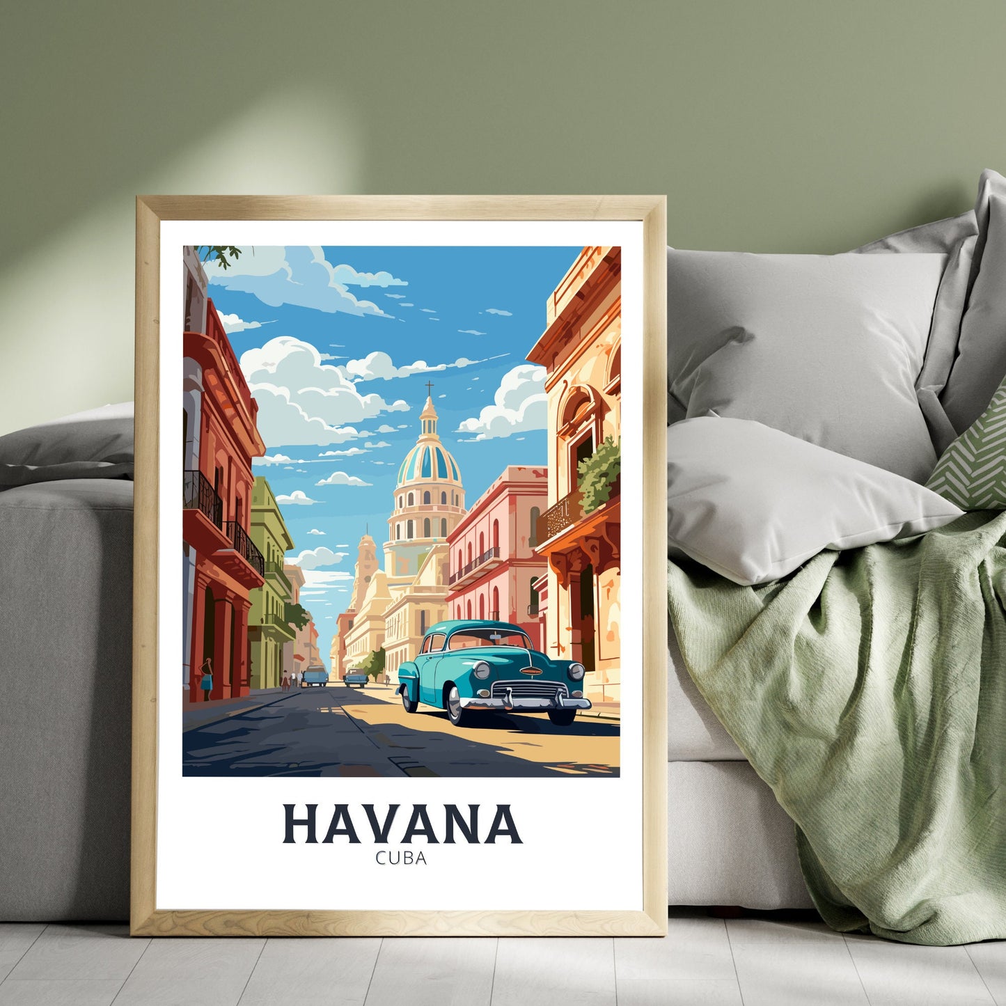 Havana Cuba Art Print | Havana Travel Poster | El Capitolio | Havana Wall Art | Havana Illustration | Havana Print | Cuba Print | ID 946