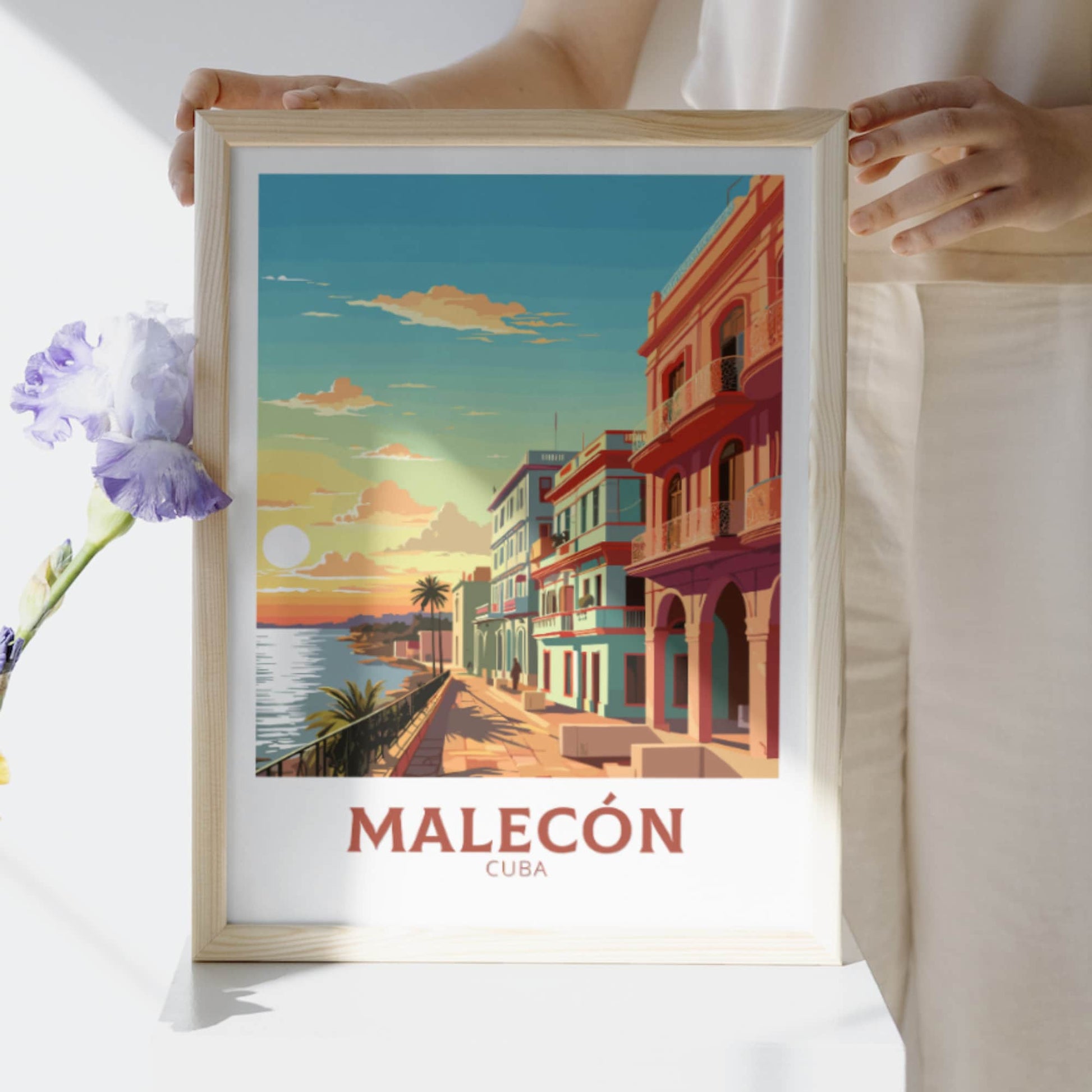 Malecón Cuba Travel Print | Malecón Poster | Havana Design | Havana Wall Art | Malecón Illustration | Malecón Print | Cuba Art | ID 947