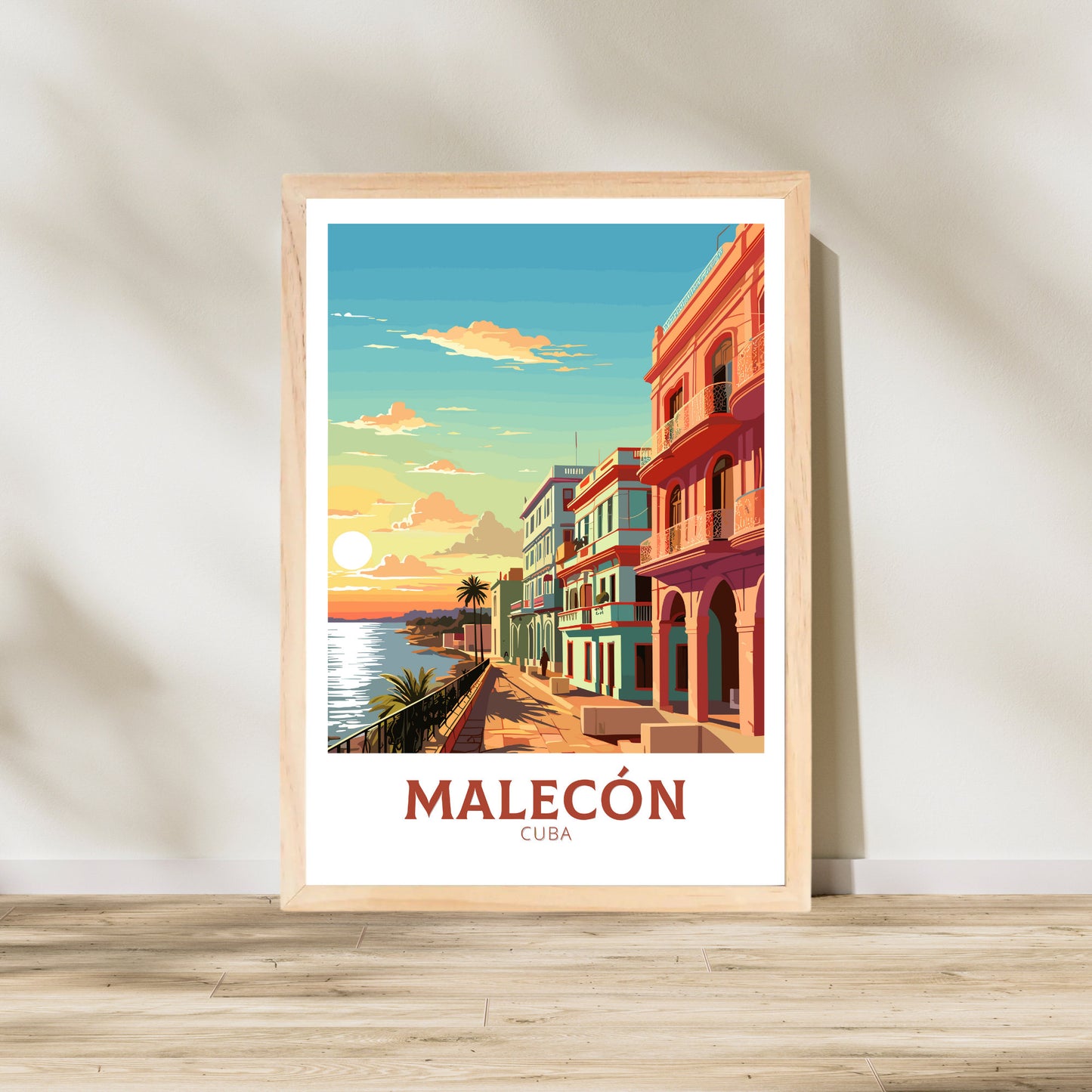 Malecón Cuba Travel Print | Malecón Poster | Havana Design | Havana Wall Art | Malecón Illustration | Malecón Print | Cuba Art | ID 947