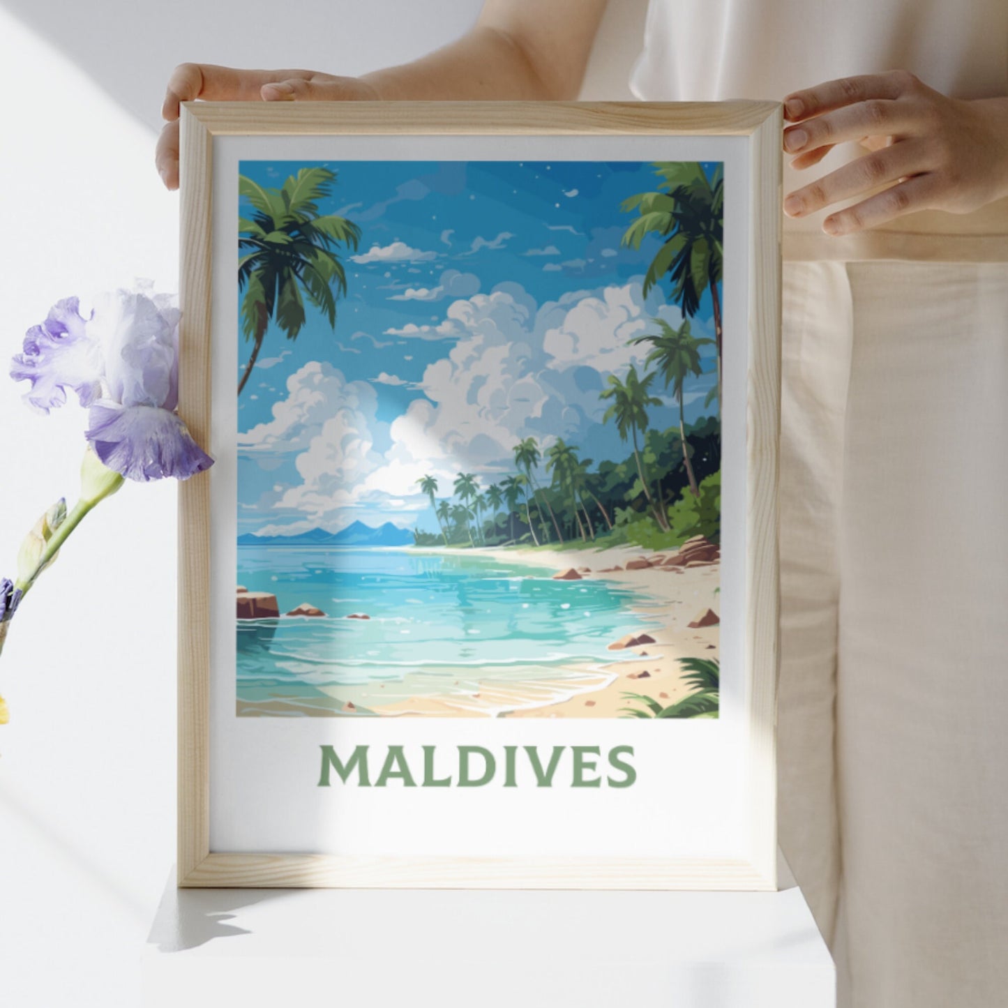 Maldives Poster | Maldives Illustration | Maldives Print | Maldives Wall Art | Maldives Beach Print | Maldives Beach Art | ID 949