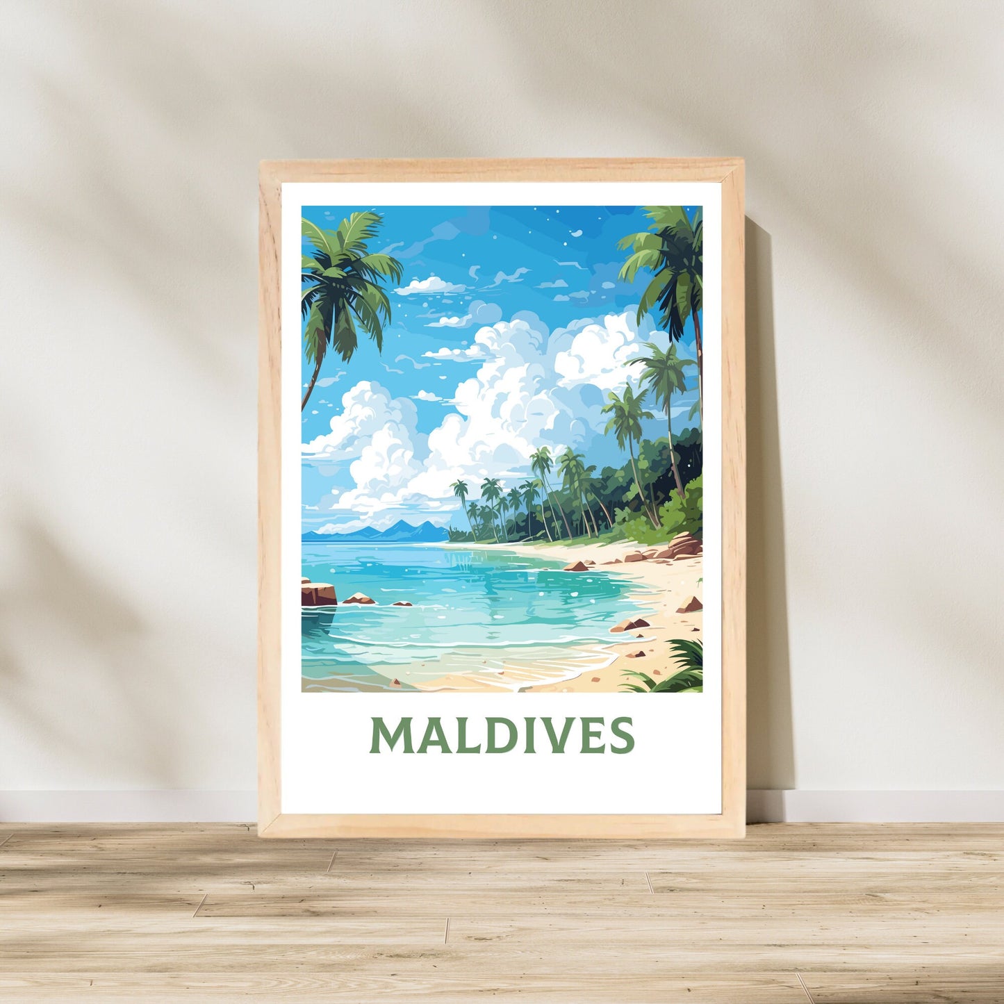 Maldives Poster | Maldives Illustration | Maldives Print | Maldives Wall Art | Maldives Beach Print | Maldives Beach Art | ID 949