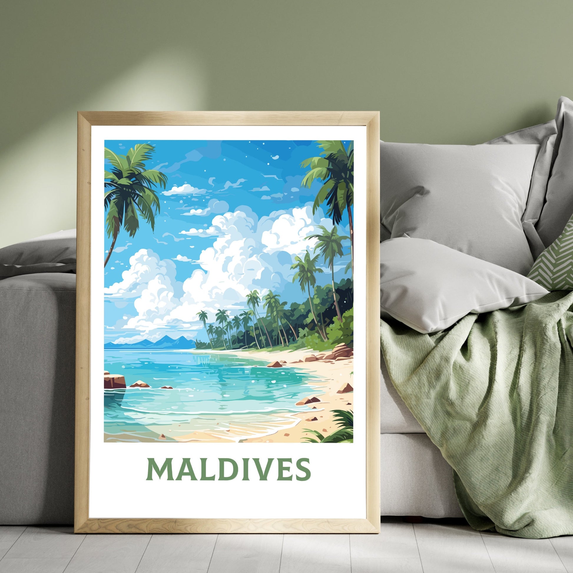 Maldives Poster | Maldives Illustration | Maldives Print | Maldives Wall Art | Maldives Beach Print | Maldives Beach Art | ID 949