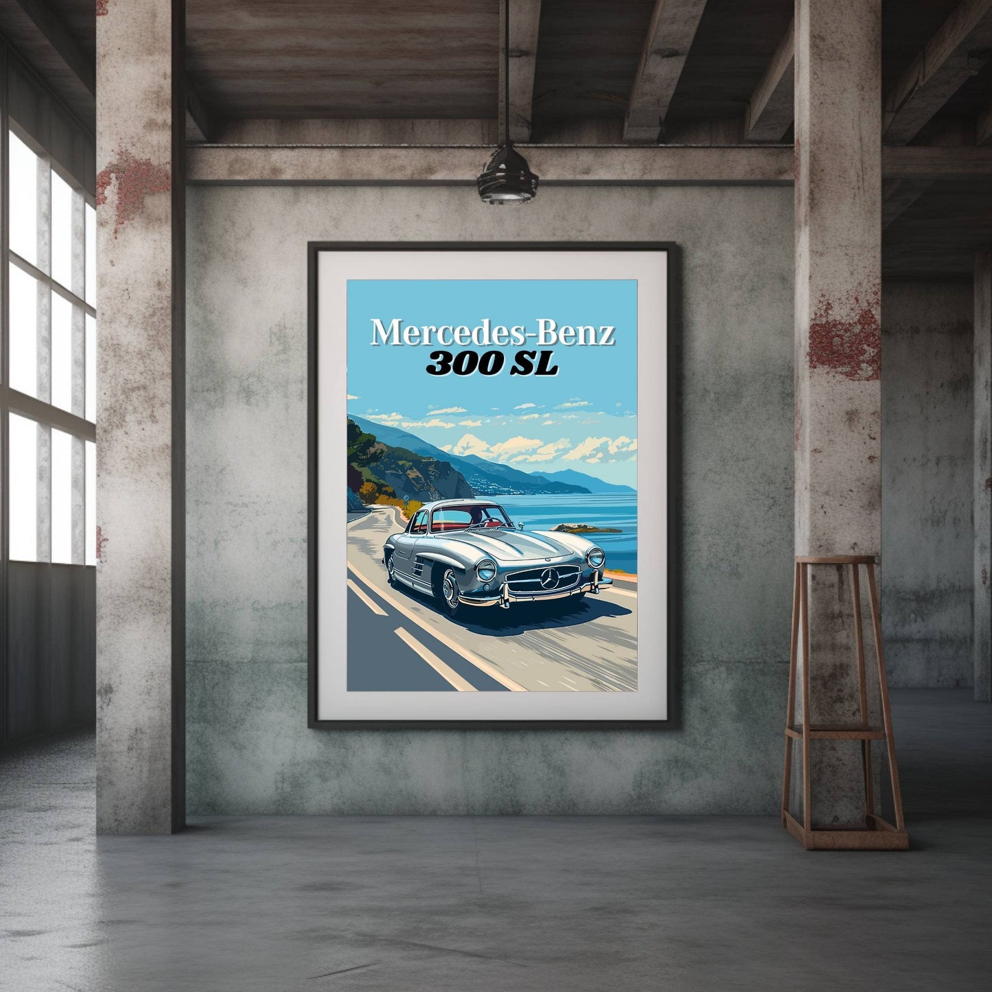 Mercedes-Benz 300SL Print, 1950s Car