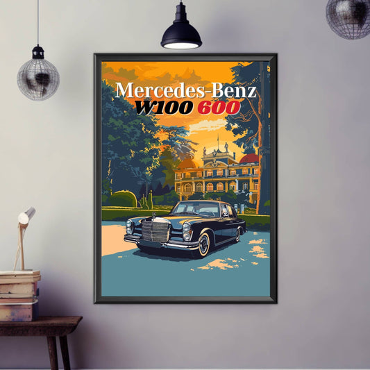 Mercedes-Benz W100 600 Poster, Mercedes-Benz W100 600 Print, 1970s Car, Classic Car Print, Car Print, Car Poster, Car Art, Vintage Car