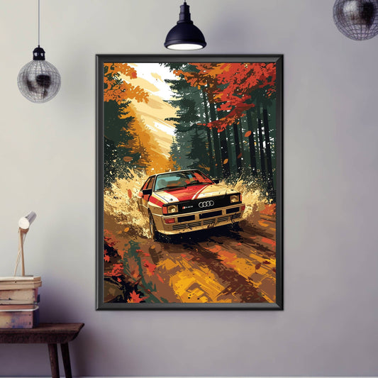 Audi Quattro Print, Audi Quattro Poster, Car Print, Car Art, Car Poster, 1980s Car Poster, Rally Car Poster, Group B Poster