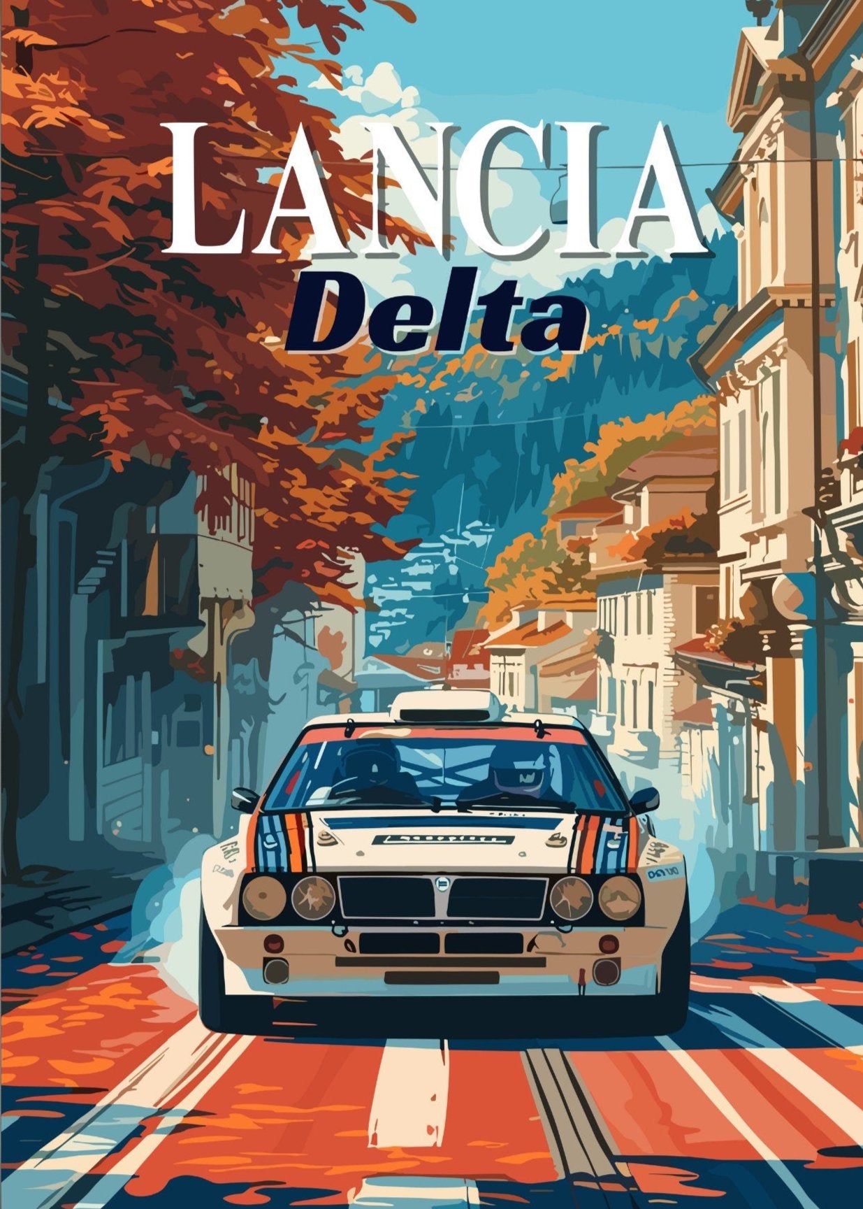 Lancia Delta Integrale Print, 1990s Car Print