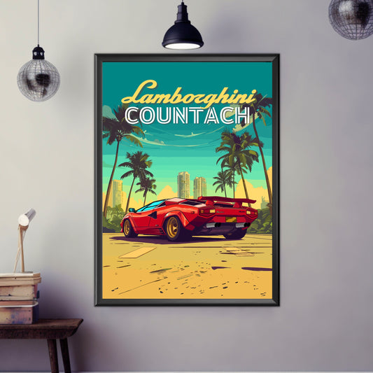 Lamborghini Countach Print, Lamborghini Countach Poster, Vintage Car Print, Car Art, Classic Car Print, Supercar Print, 1980s Car Print