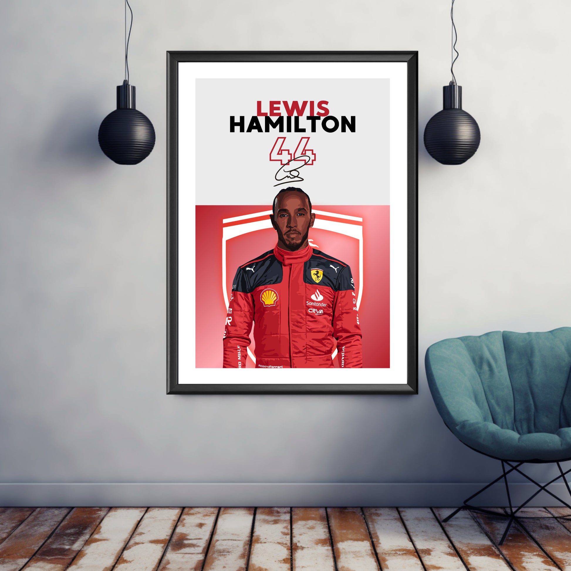 Lewis Hamilton Ferrari Print, F1