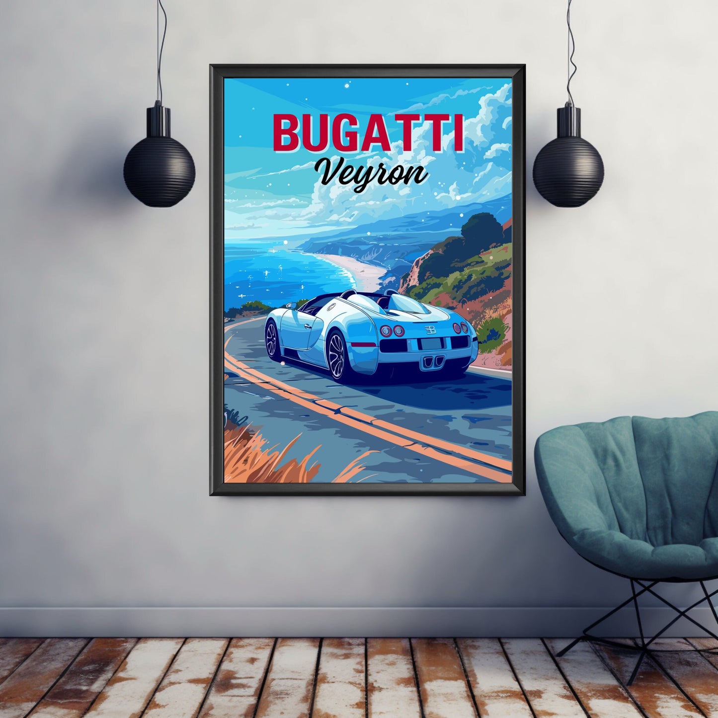 Bugatti Veyron Poster, Bugatti Veyron Print, 2000s Car Print, Supercar print, Car Print, Car Poster, Car Art, Classic Car Print,