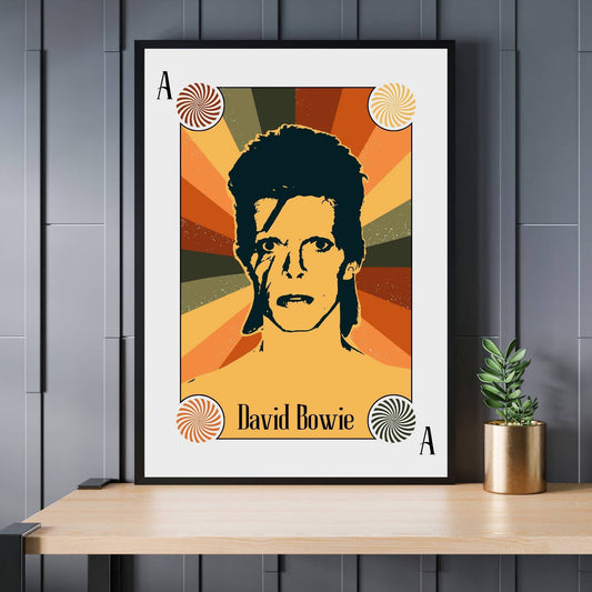 David Bowie Print, David Bowie Poster, Music Poster, Music Art, Music Print, Deck of Cards, Psychedelic Rock, 60s Retro Poster