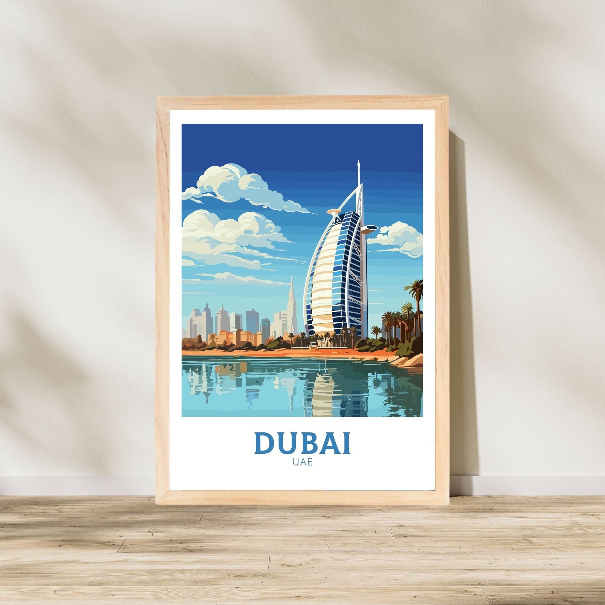 Dubai Poster | Dubai Print | Dubai Illustration | Dubai Wall Art | Dubai UAE | Dubai Home Decor | Burj al Arab Hotel Print | ID 158