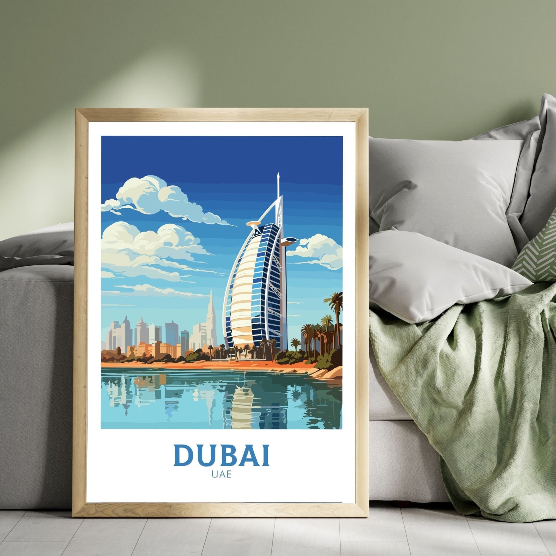 Dubai Poster | Dubai Print | Dubai Illustration | Dubai Wall Art | Dubai UAE | Dubai Home Decor | Burj al Arab Hotel Print | ID 158