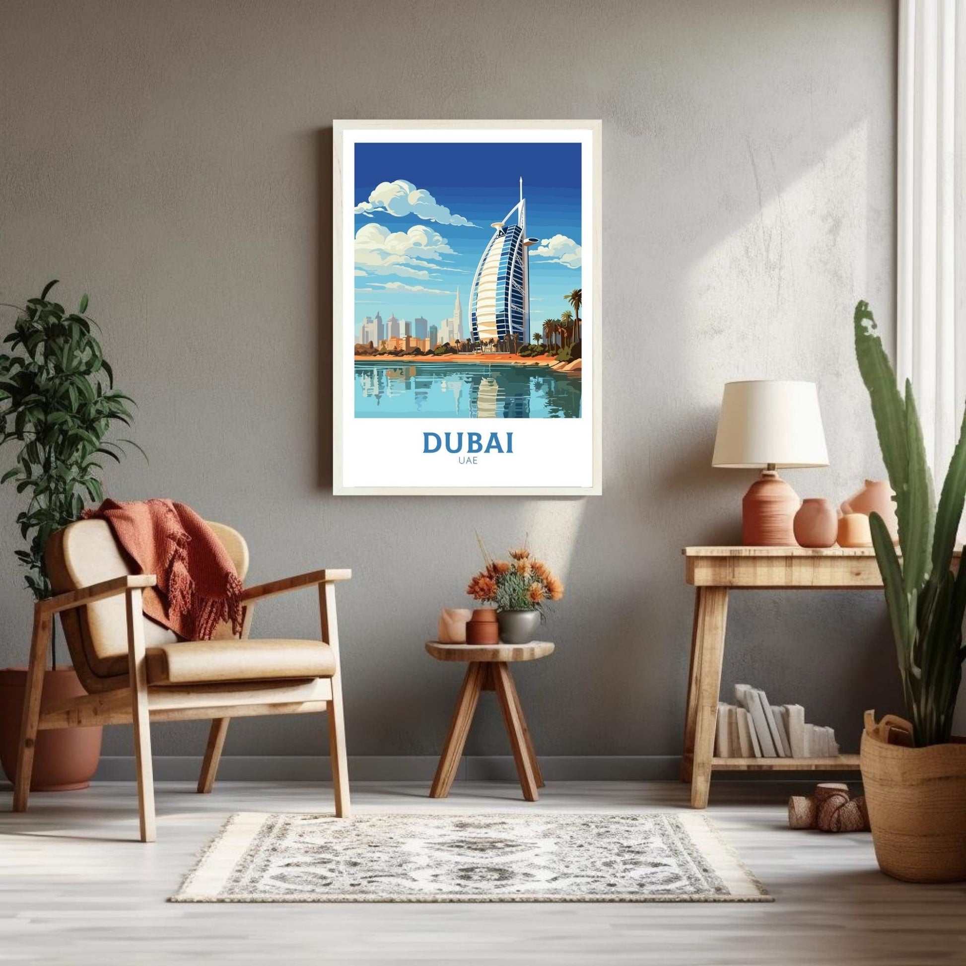 Dubai Poster | Dubai Print | Dubai Illustration | Dubai Wall Art | Dubai UAE | Dubai Home Decor | Burj al Arab Hotel Print | ID 158