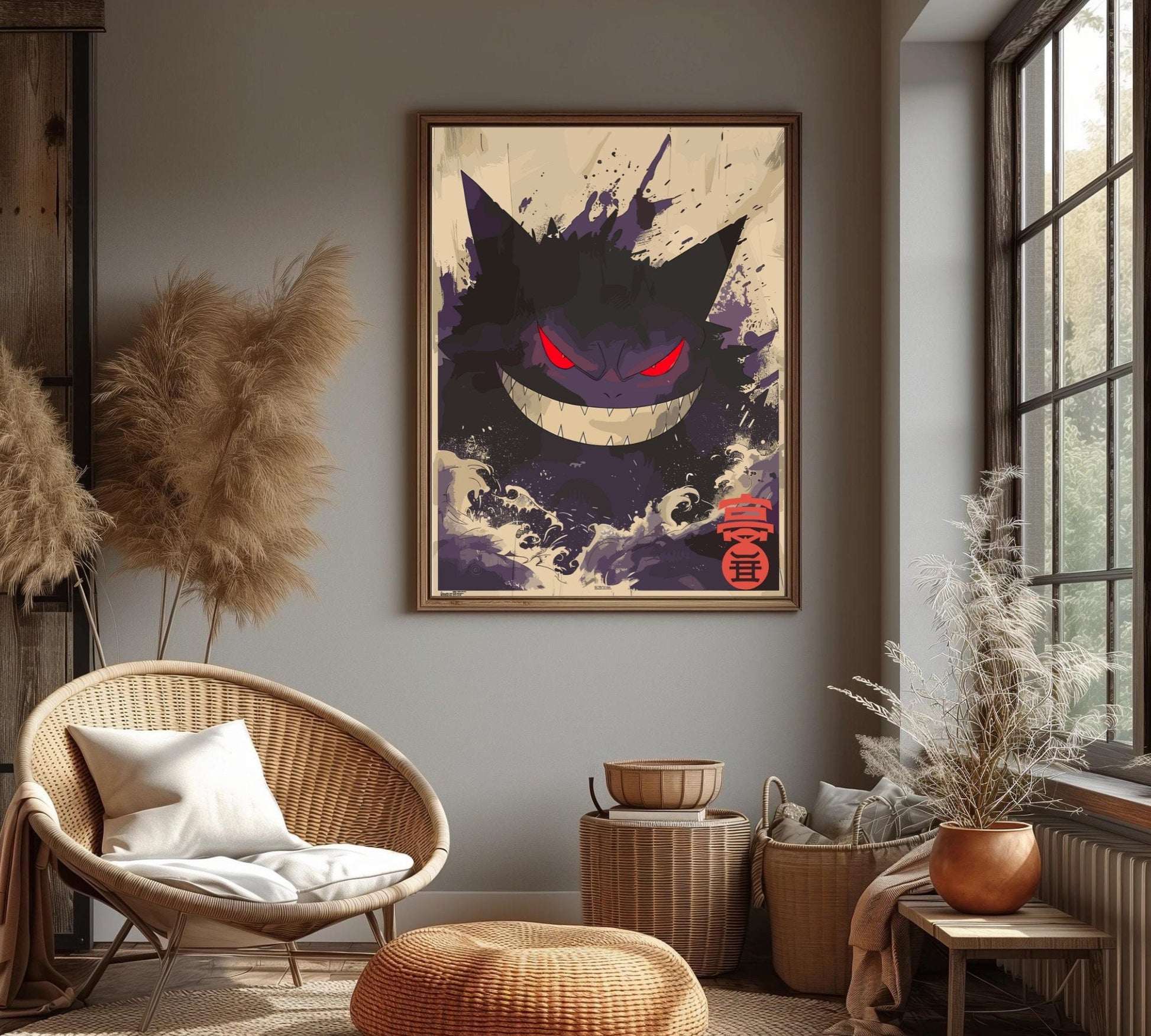 Gengar: Japanese Tapestry Style Pokemon Anime Poster