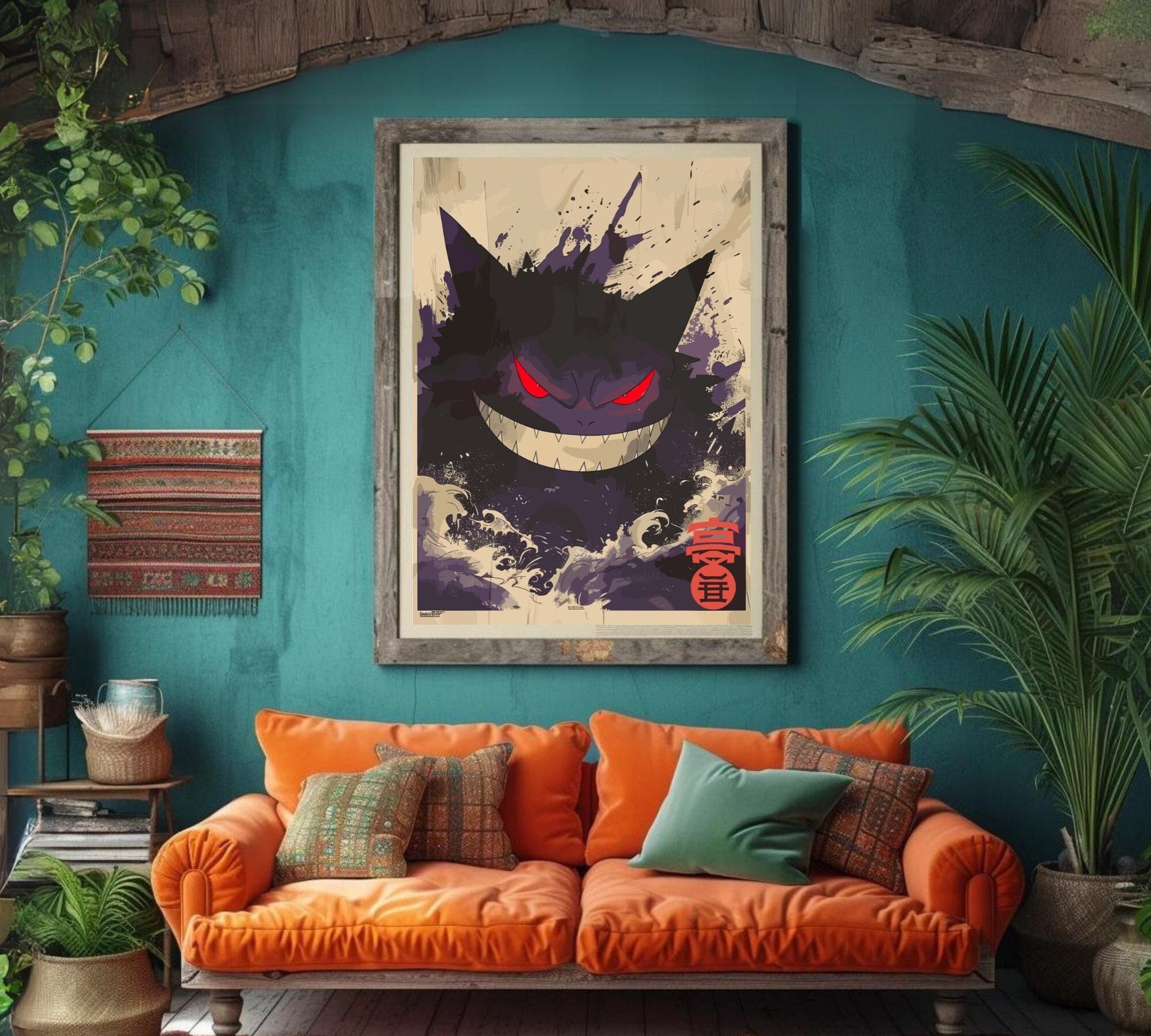 Gengar: Japanese Tapestry Style Pokemon Anime Poster