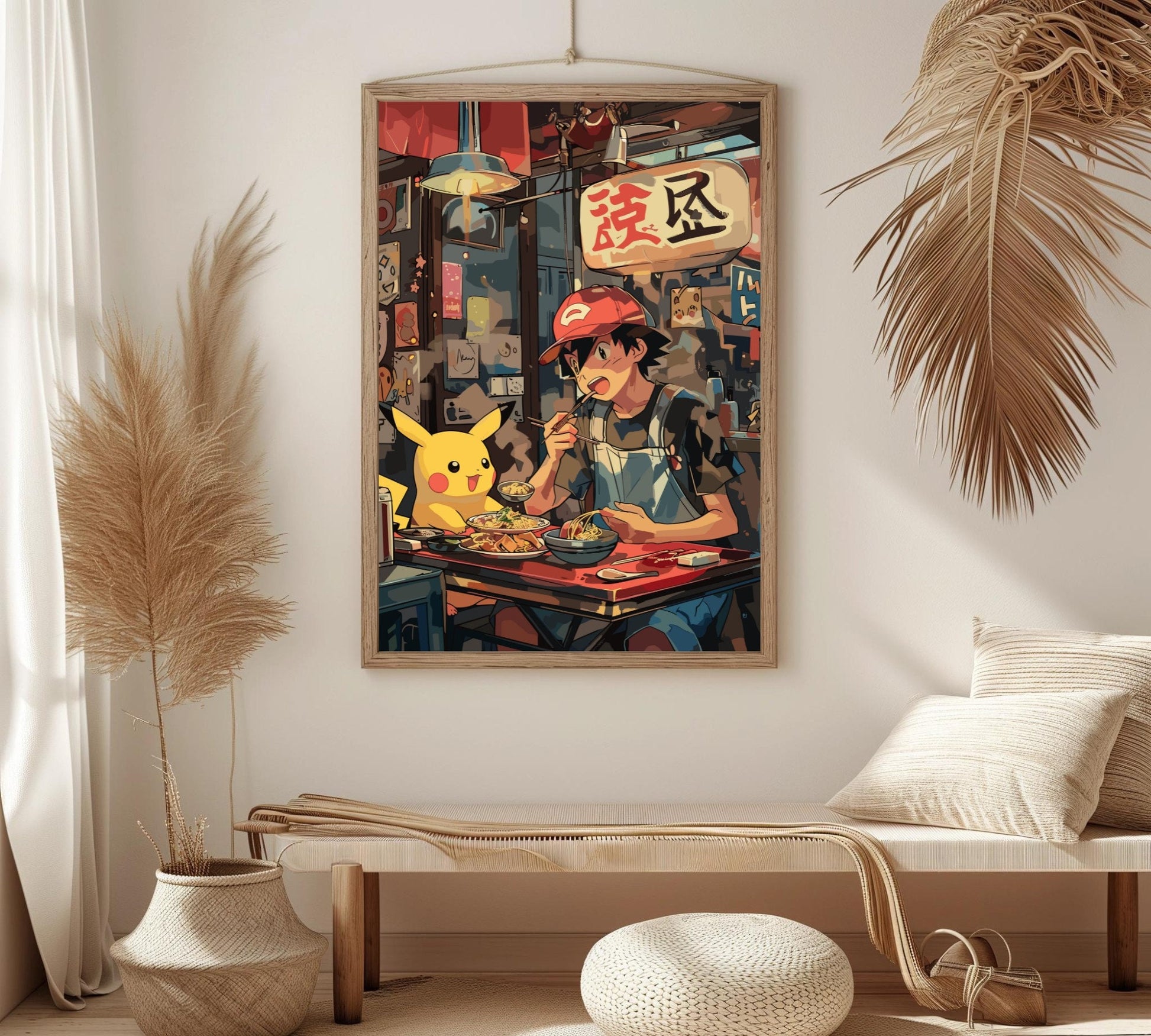 Ash and Pikachu ramen poster