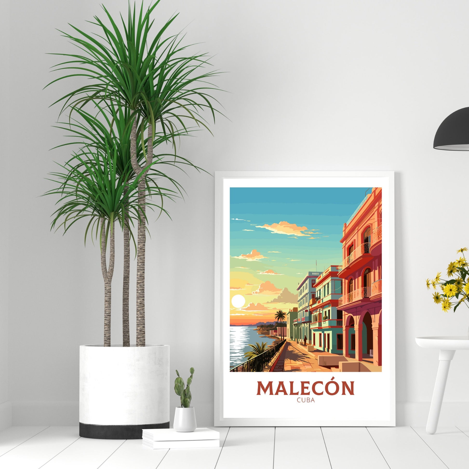 Malecón Cuba Travel Print | Malecón Poster | Havana Design | Havana Wall Art | Malecón Illustration | Malecón Print | Cuba Art | ID 947