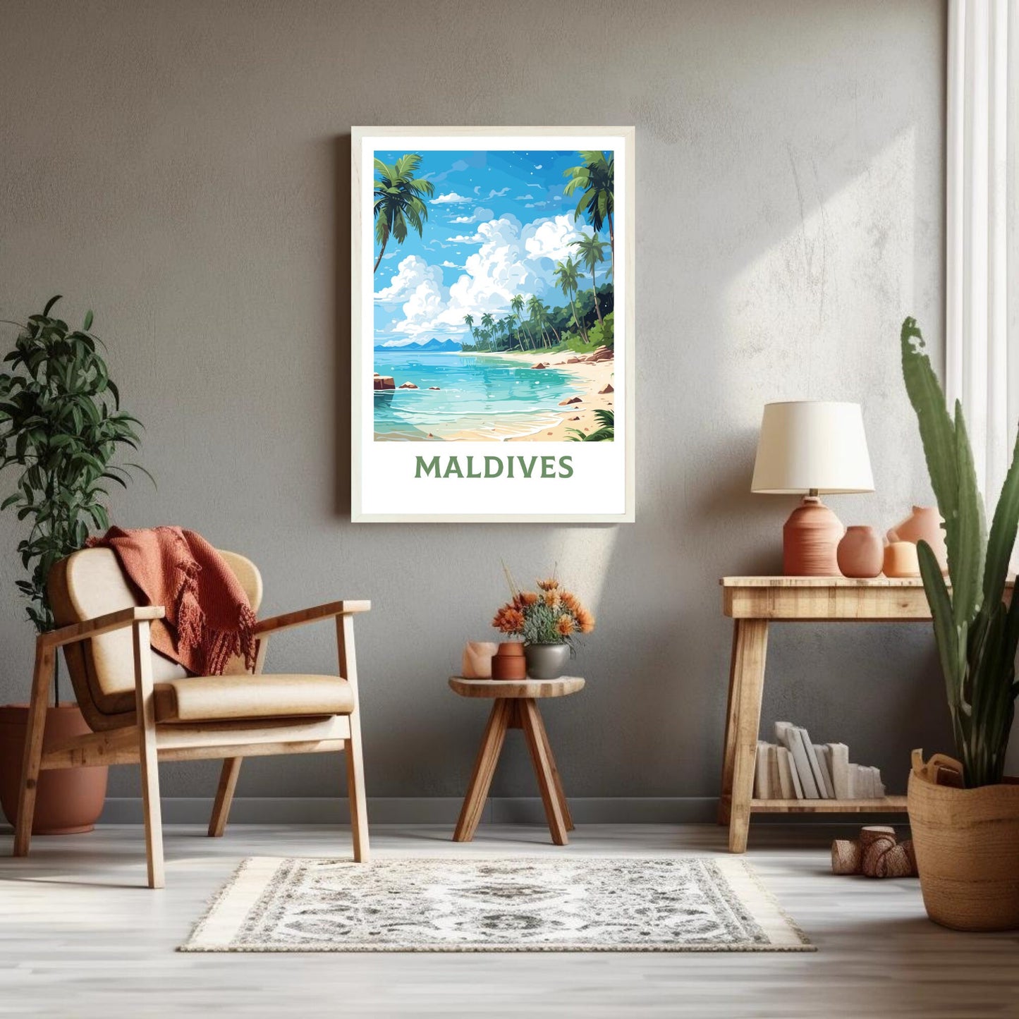 Maldives Poster | Maldives Illustration | Maldives Print | Maldives Wall Art | Maldives Beach Print | Maldives Beach Art | ID 949