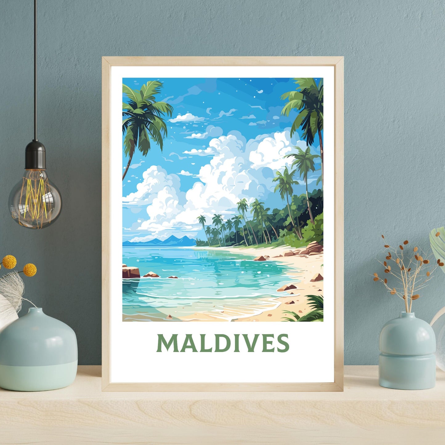 Maldives Poster | Maldives Illustration | Maldives Print | Maldives Wall Art | Maldives Beach Print | Maldives Beach Art | ID 949