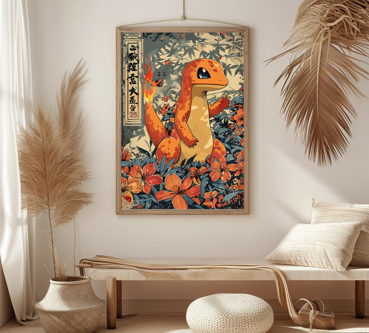 Charmander: Japanese Tapestry Style Pokemon Anime Poster