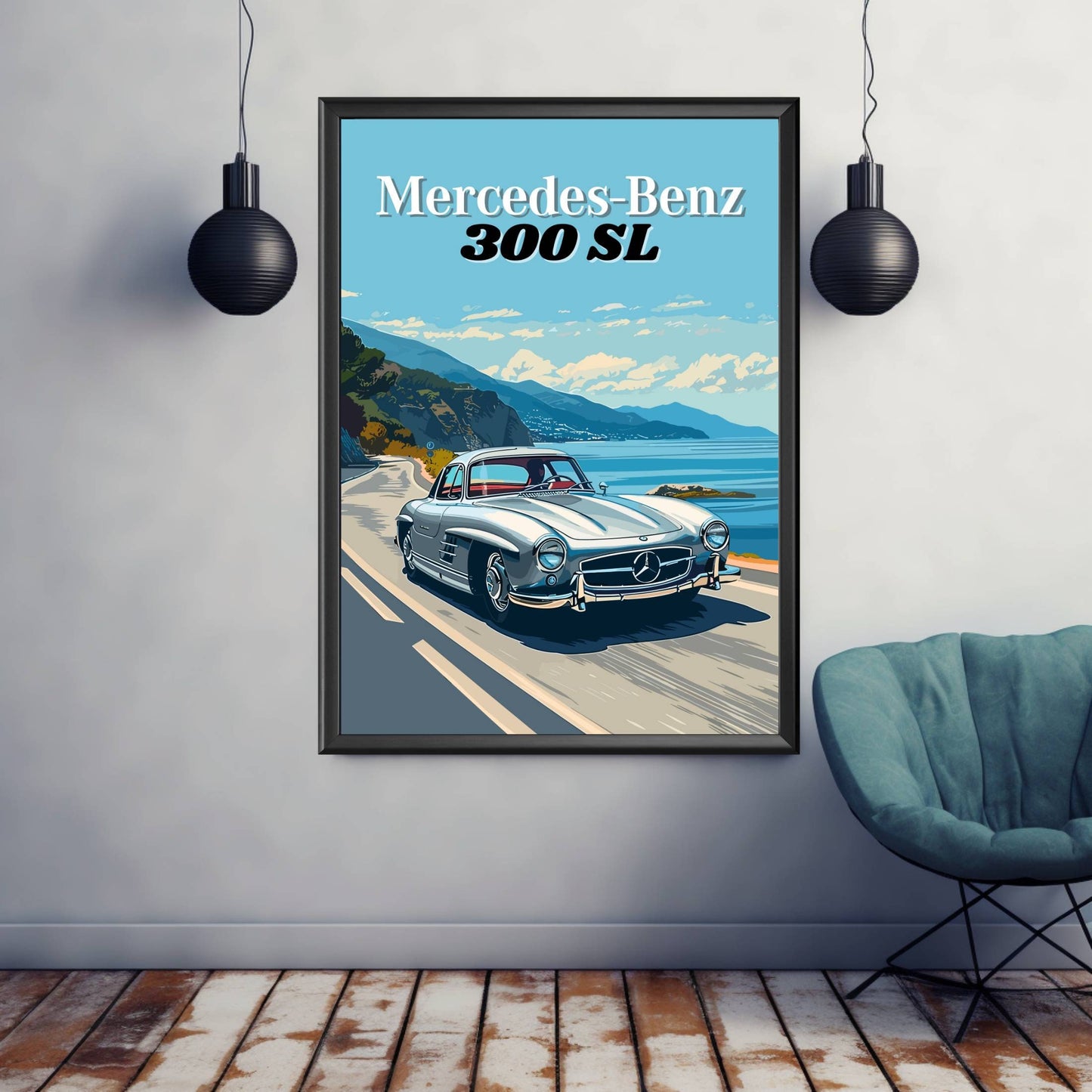 Mercedes-Benz 300SL Print, 1950s Car