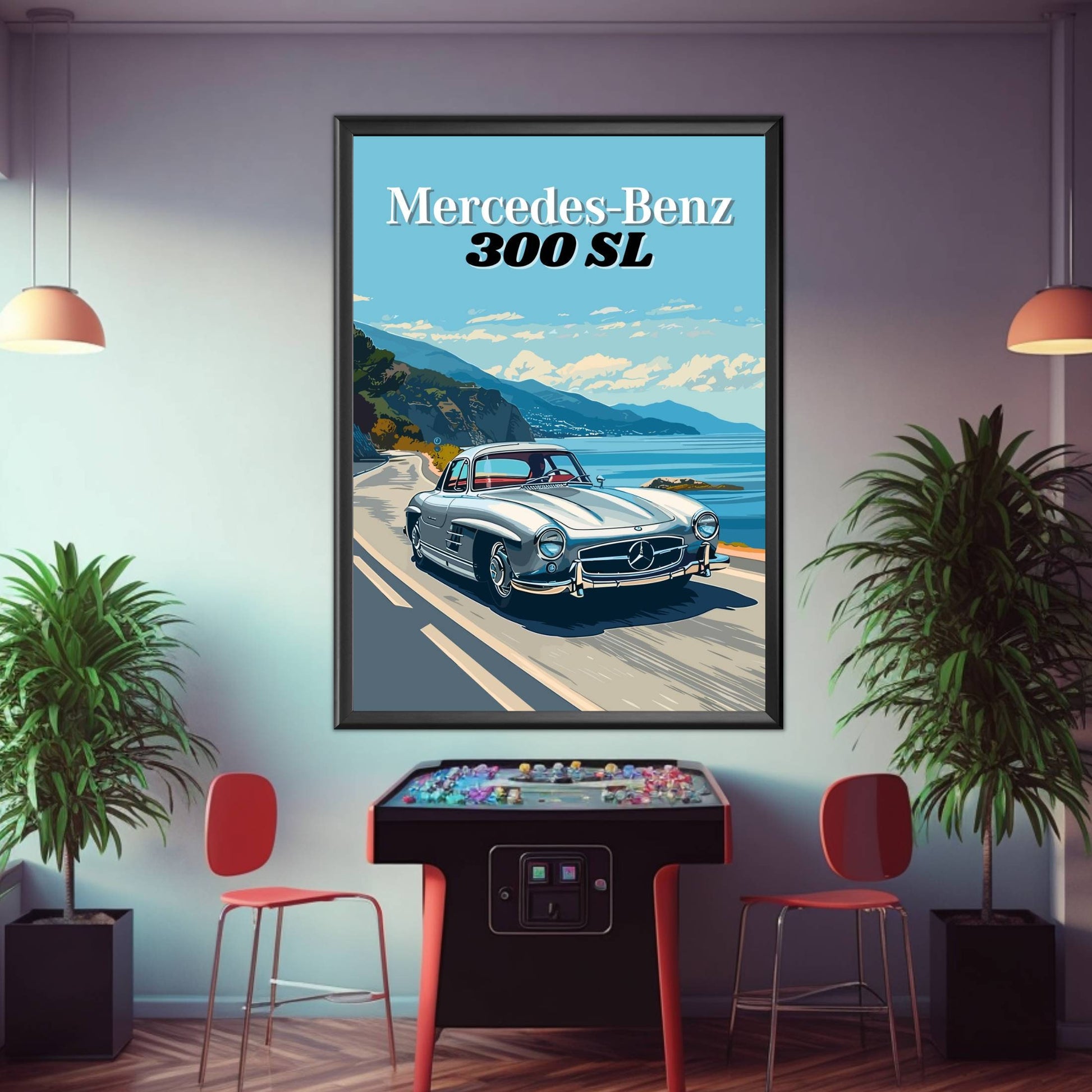 Mercedes-Benz 300SL Print, 1950s Car