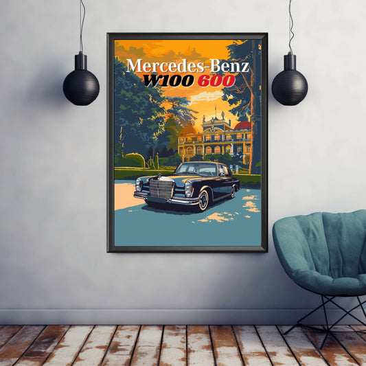 Mercedes-Benz W100 600 Poster, Mercedes-Benz W100 600 Print, 1970s Car, Classic Car Print, Car Print, Car Poster, Car Art, Vintage Car