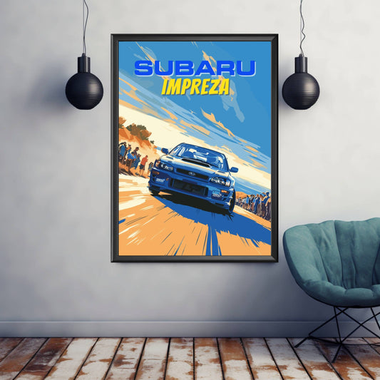 Subaru Impreza Poster, Subaru Impreza Print, 1990s Car Print, Car Print, Car Poster, Car Art, Japanese Car Print, Rally Car Print