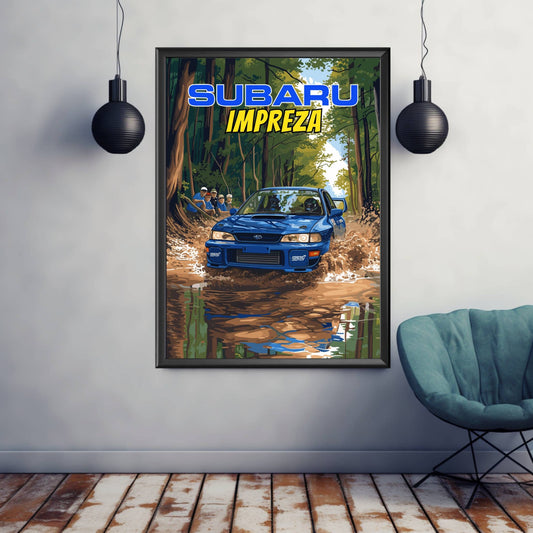 Subaru Impreza Poster, Car Print, Subaru Impreza Print, 1990s Car Print, Car Poster, Car Art, Classic Car Print, Rally Car Print