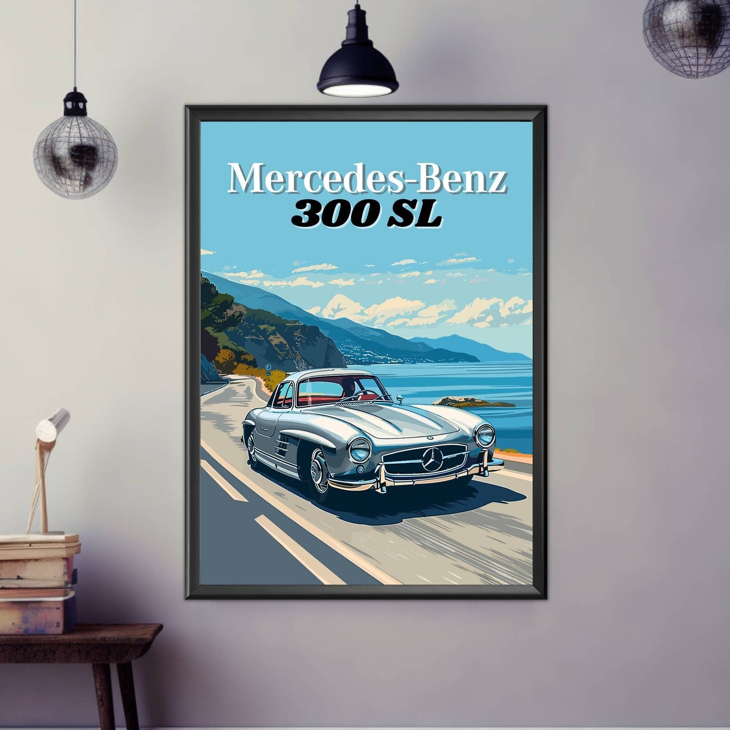 Mercedes-Benz 300SL Print, 1950s Car