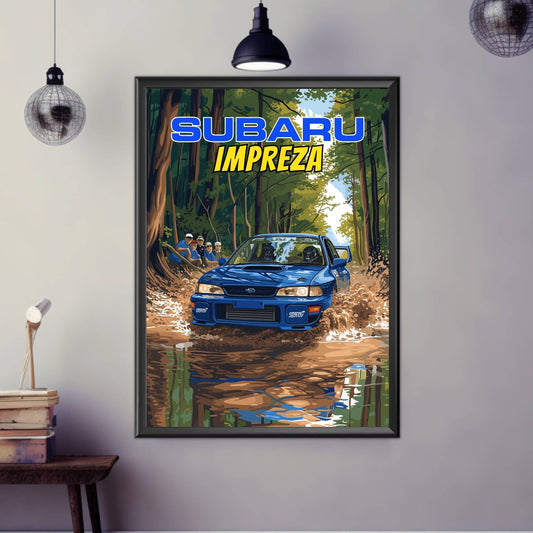 Subaru Impreza Poster, Car Print, Subaru Impreza Print, 1990s Car Print, Car Poster, Car Art, Classic Car Print, Rally Car Print