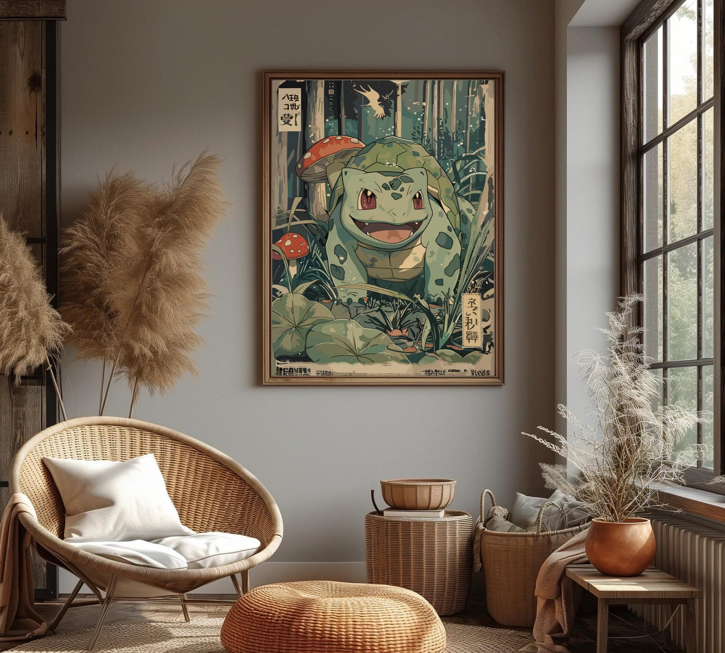 Bulbasaur: Japanese Tapestry Style Pokemon Anime Poster