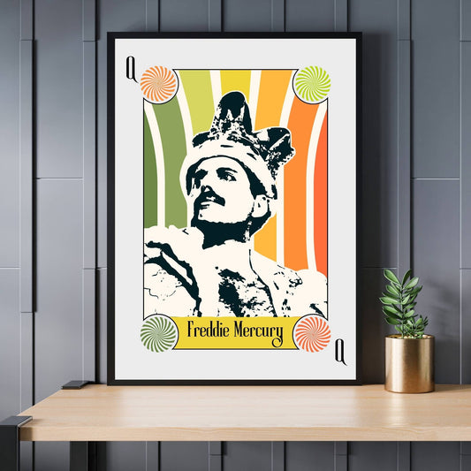 Freddie Mercury Print, Freddie Mercury Poster, Music Poster, Music Art, Music Print, Deck of Cards, Queen Poster, Retro Poster
