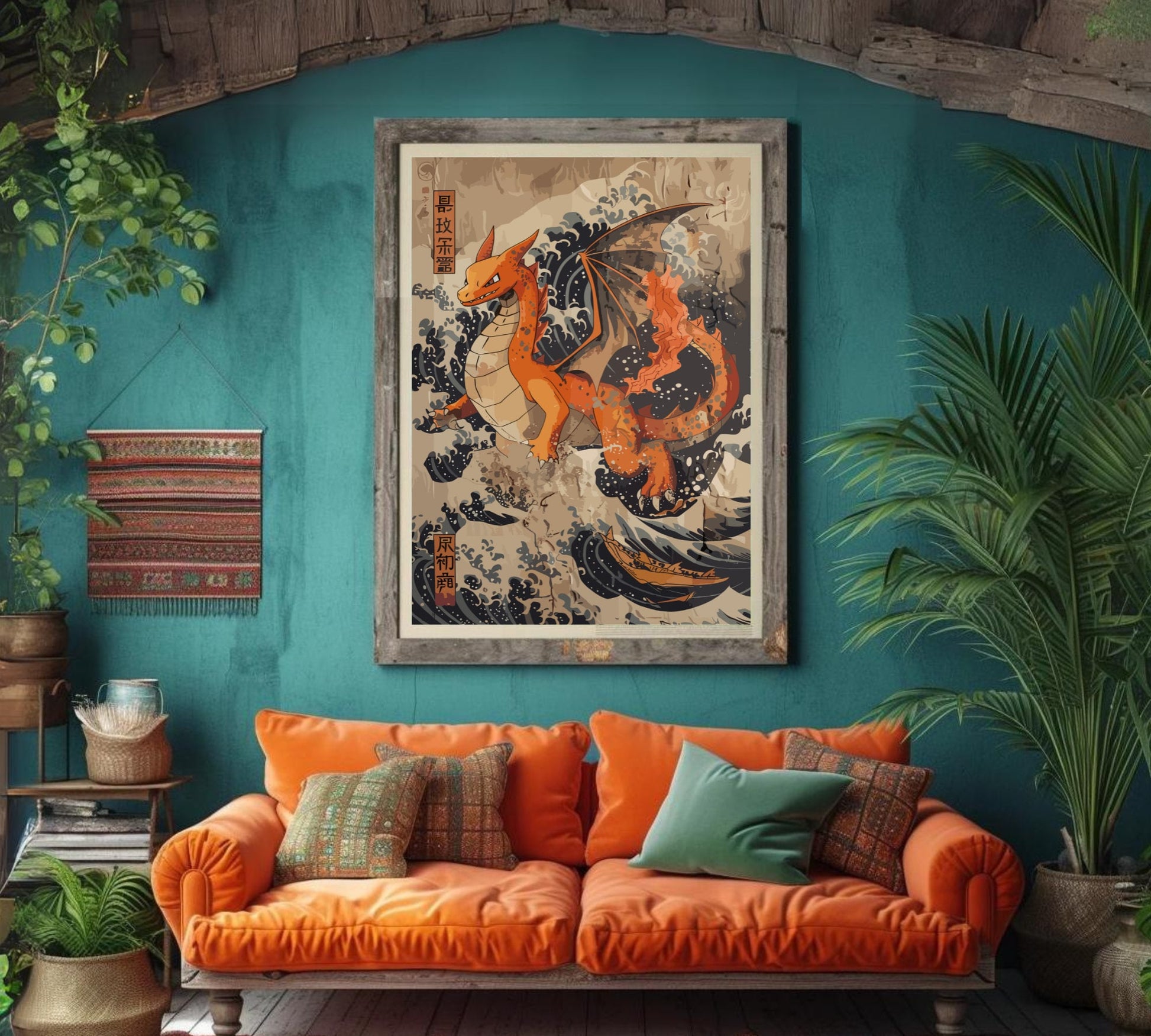 Charizard: Japanese Tapestry Style Pokemon Anime Poster