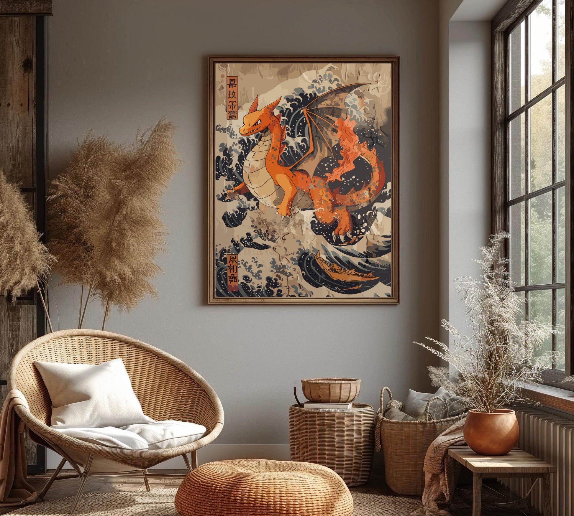 Charizard: Japanese Tapestry Style Pokemon Anime Poster