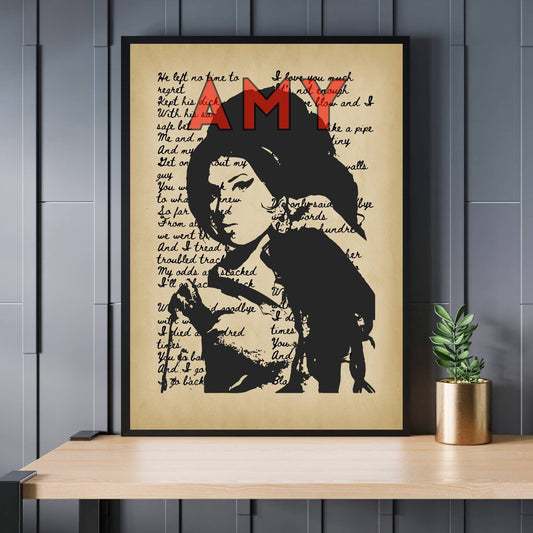 Amy Winehouse Print, Music Poster, Music Art, Amy Winehouse Poster, Music Print, Jazz Music Poster, Song Lyrics Poster, Retro Music Art