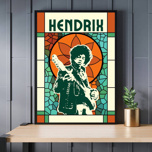 Jimi Hendrix Print, Jimi Hendrix Poster, Music Poster, Guitar Print, Music Art, Guitar Poster, Music Print, Stained Glass