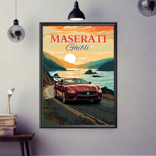 Maserati Ghibli Print, Maserati Ghibli Poster, Car Poster, Car Print, 2020s Car, Car Art, Modern Classic Car Print, Supercar Print