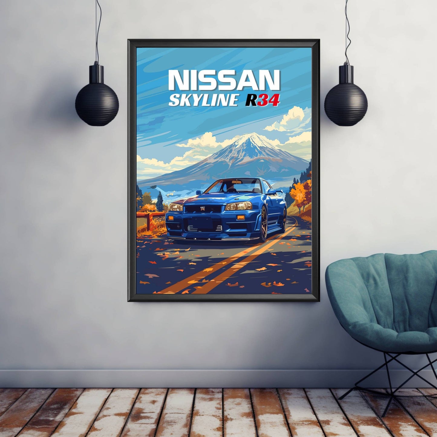 Nissan Skyline R34 Print, 1990s Car Print