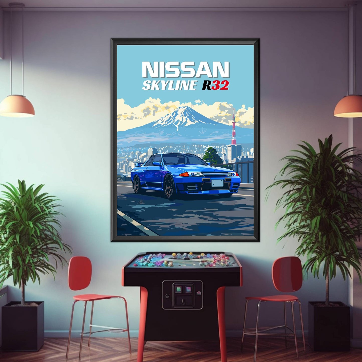 Nissan Skyline R32 Print, 1990s Car