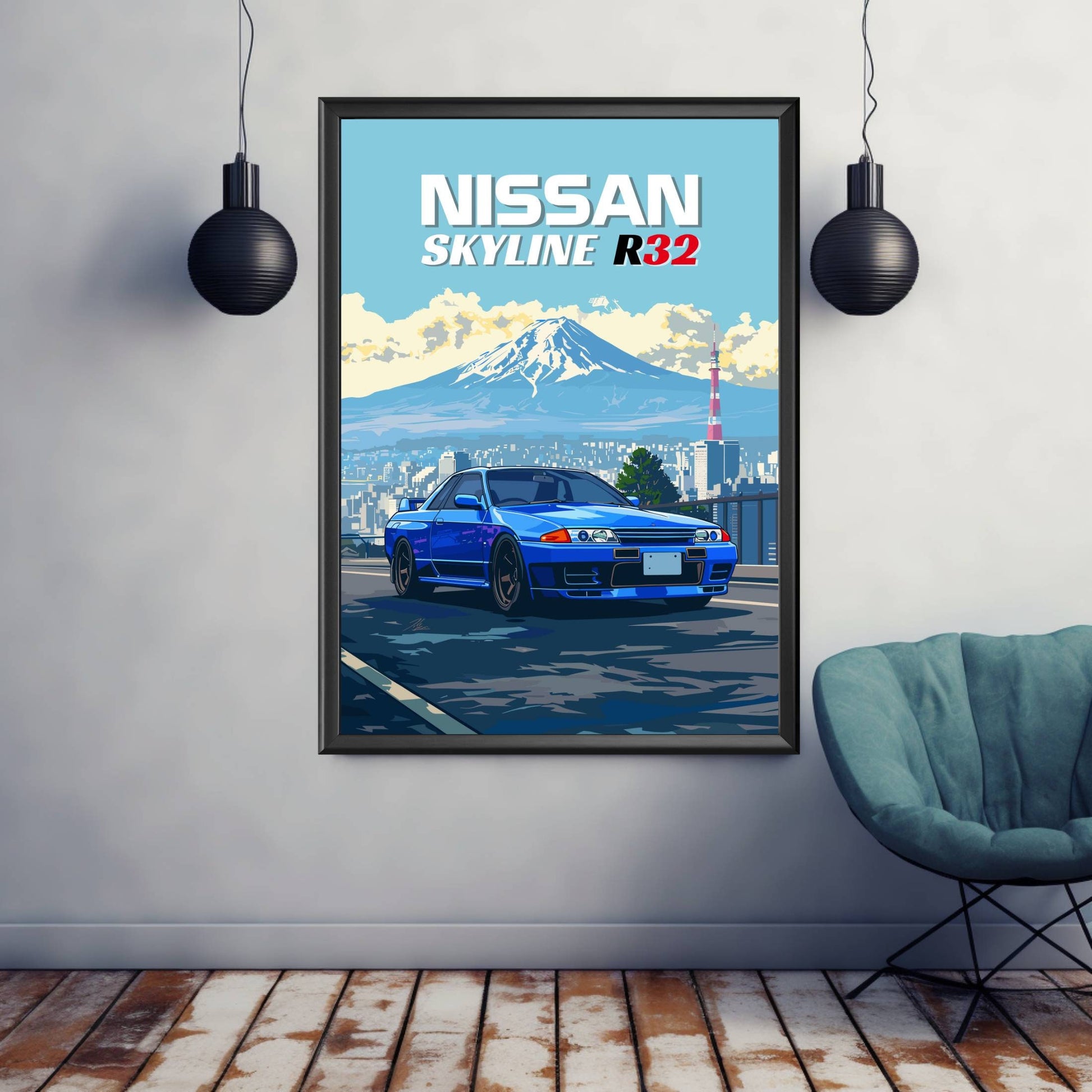 Nissan Skyline R32 Print, 1990s Car