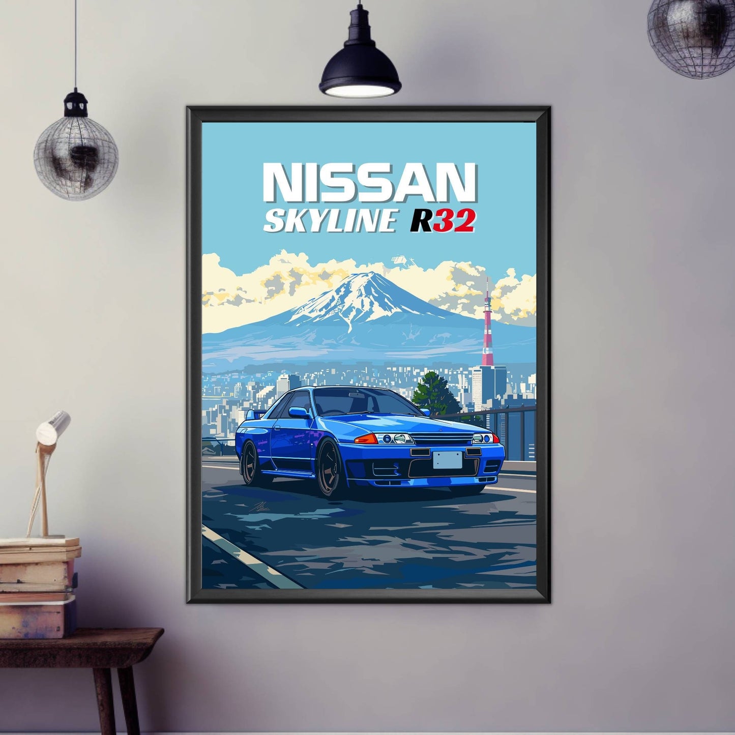 Nissan Skyline R32 Print, 1990s Car