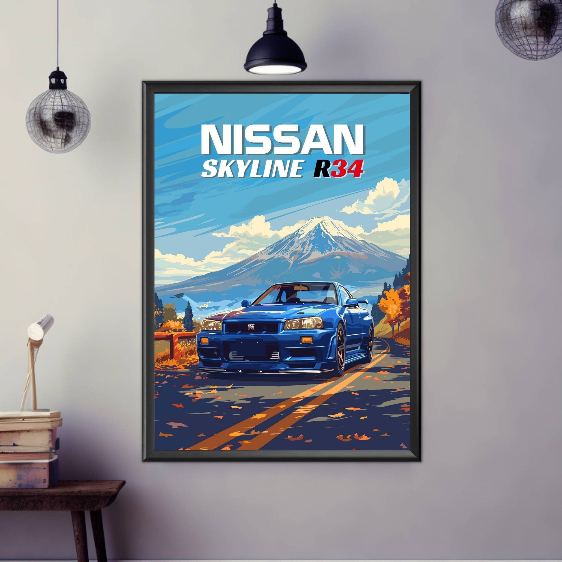 Nissan Skyline R34 Print, 1990s Car Print